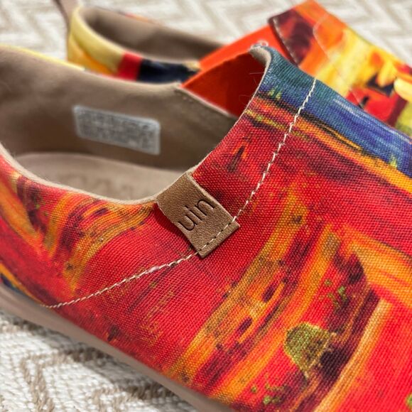 UIN Women’s Toledo Color Brush Flats Canvas Lightweight Slip On Sneakers - Picture 2 of 9